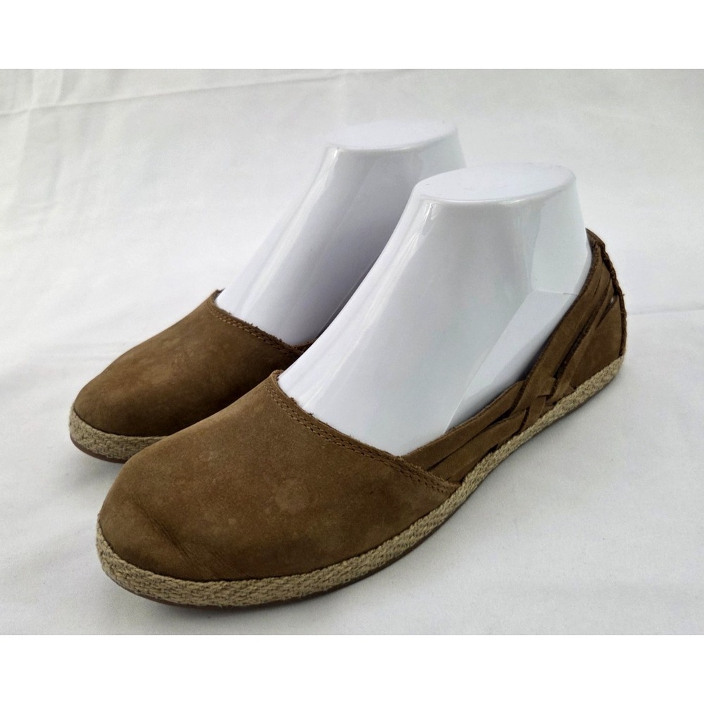 Ugg Brown Espadrille Flats Womens 6 Brown Nubuck Coastal Chic Boho 70 Revival